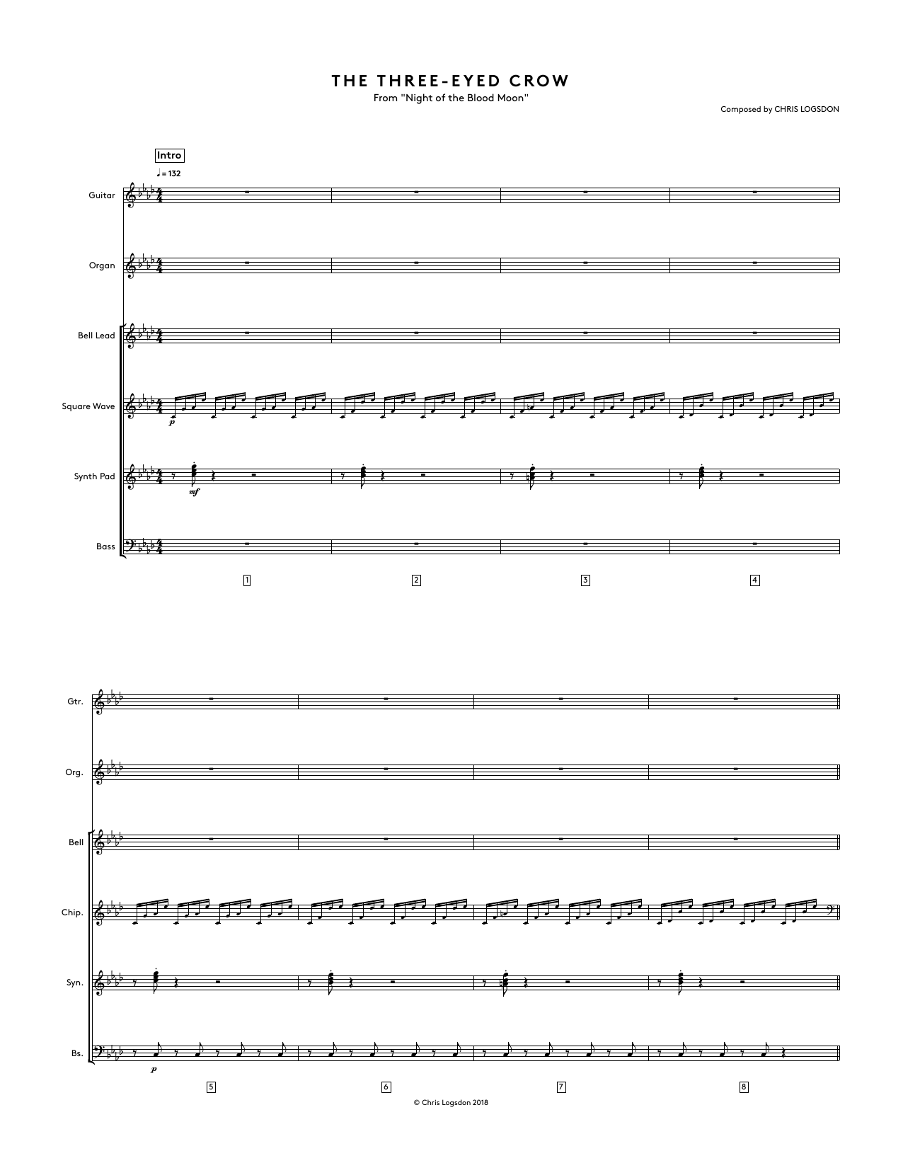 Chris Logsdon The Three-Eyed Crow (from Night of the Blood Moon) - Full Score sheet music notes and chords arranged for Performance Ensemble