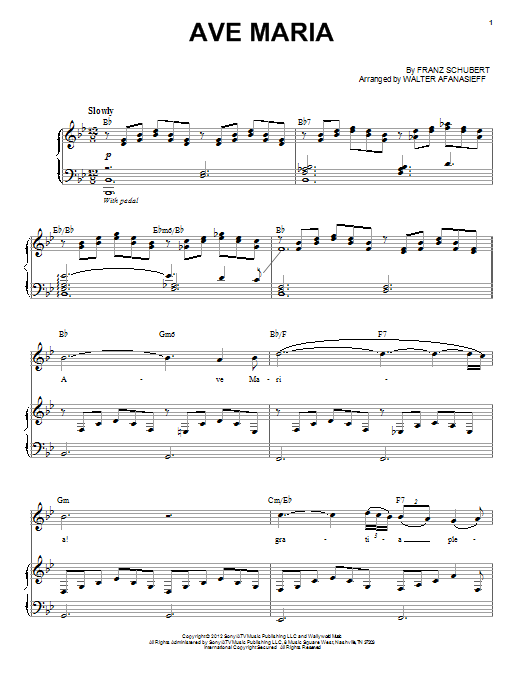Chris Mann Ave Maria sheet music notes and chords arranged for Piano & Vocal
