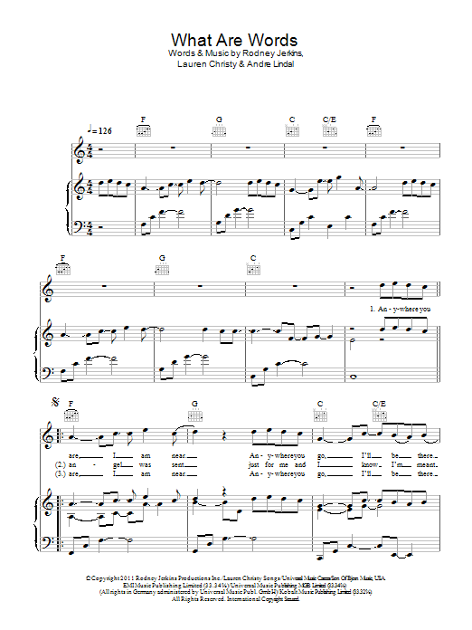 Chris Medina What Are Words sheet music notes and chords arranged for Piano, Vocal & Guitar Chords
