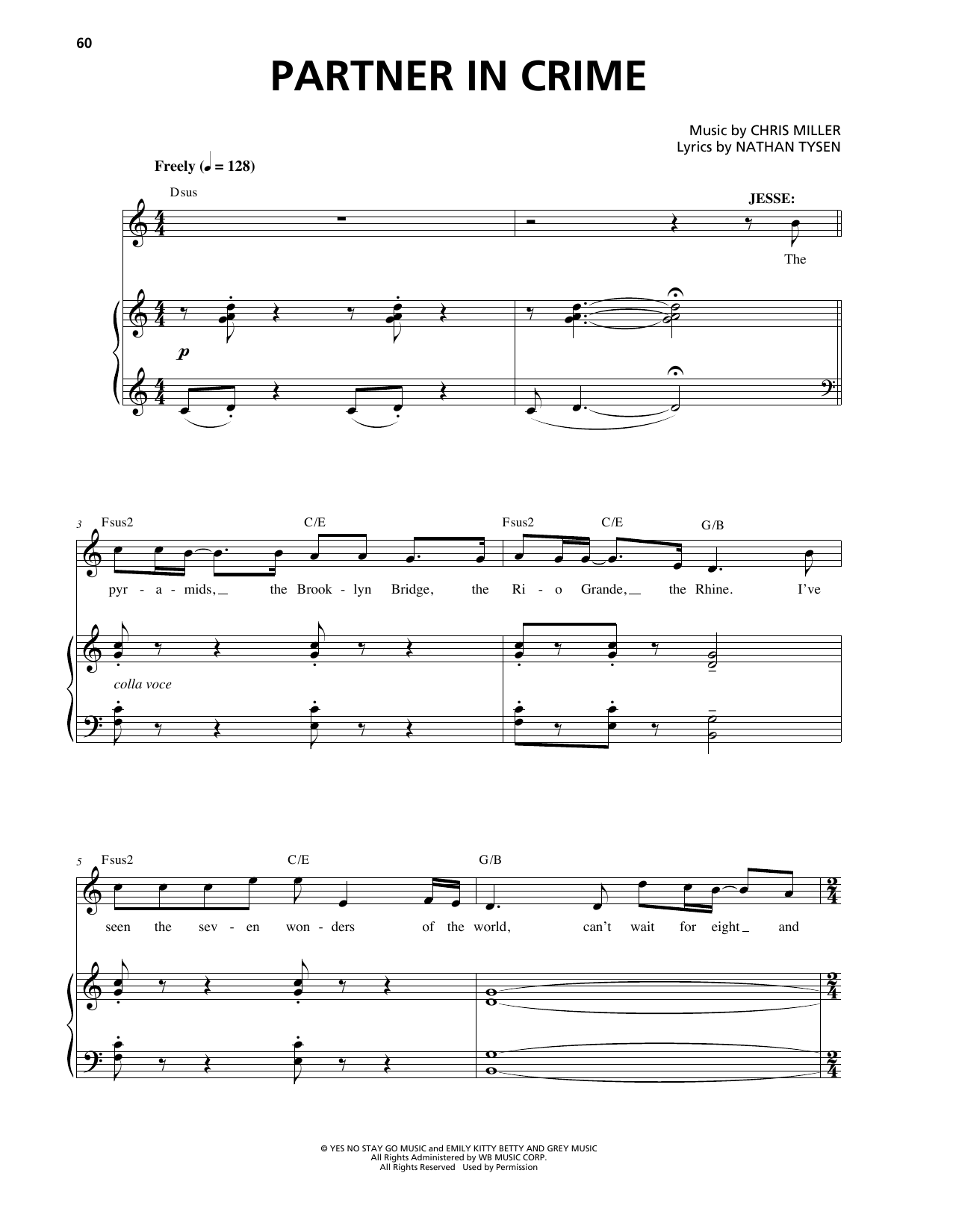 Chris Miller and Nathan Tysen Partner In Crime (from Tuck Everlasting) sheet music notes and chords arranged for Piano & Vocal