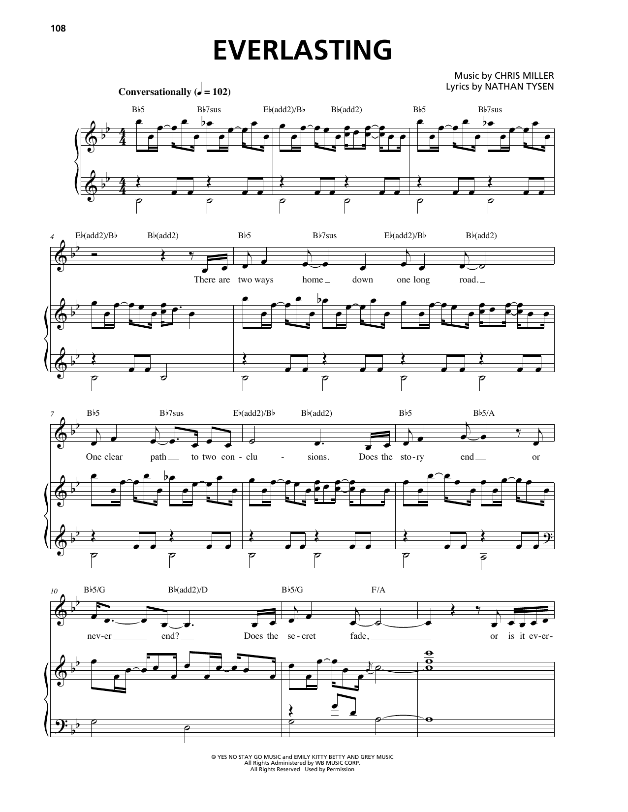 Chris Miller Everlasting sheet music notes and chords arranged for Piano & Vocal
