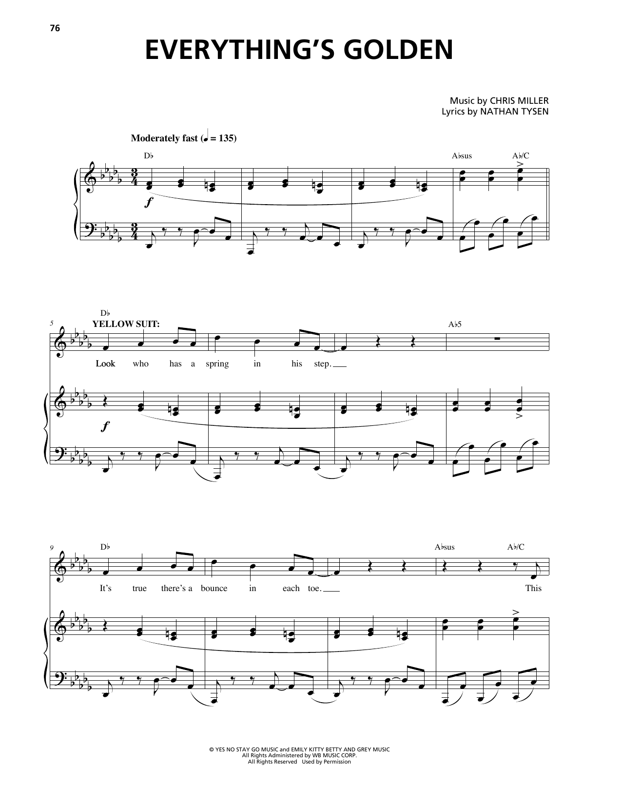 Chris Miller Everything's Golden sheet music notes and chords arranged for Piano & Vocal