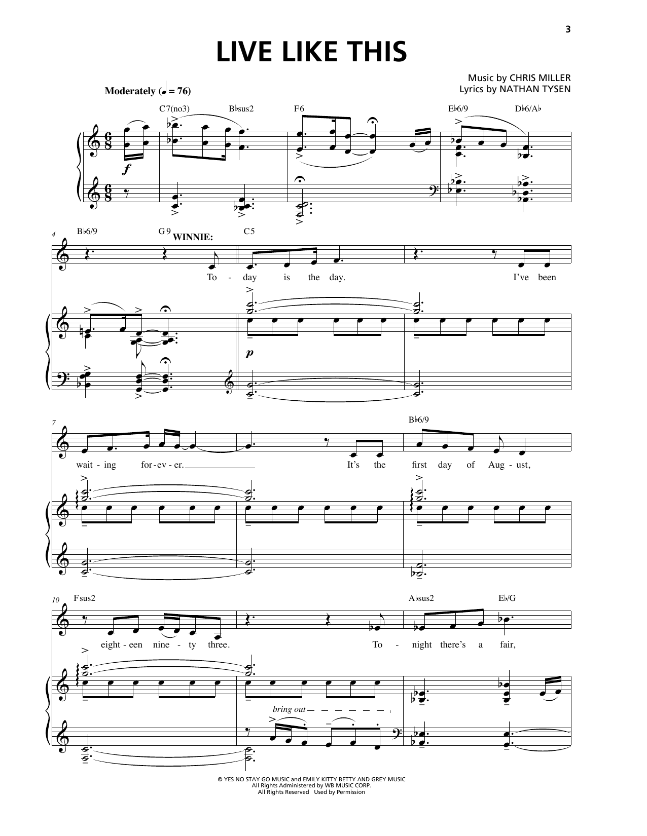 Chris Miller Live Like This sheet music notes and chords arranged for Piano & Vocal
