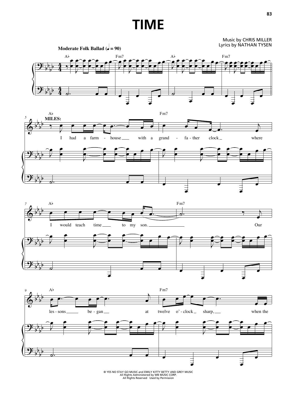 Chris Miller Time sheet music notes and chords arranged for Piano & Vocal
