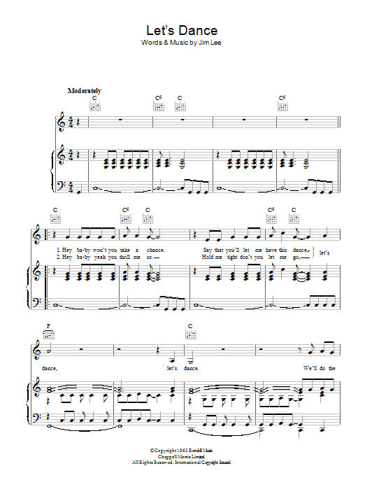 Chris Montes Let's Dance sheet music notes and chords arranged for Piano, Vocal & Guitar Chords
