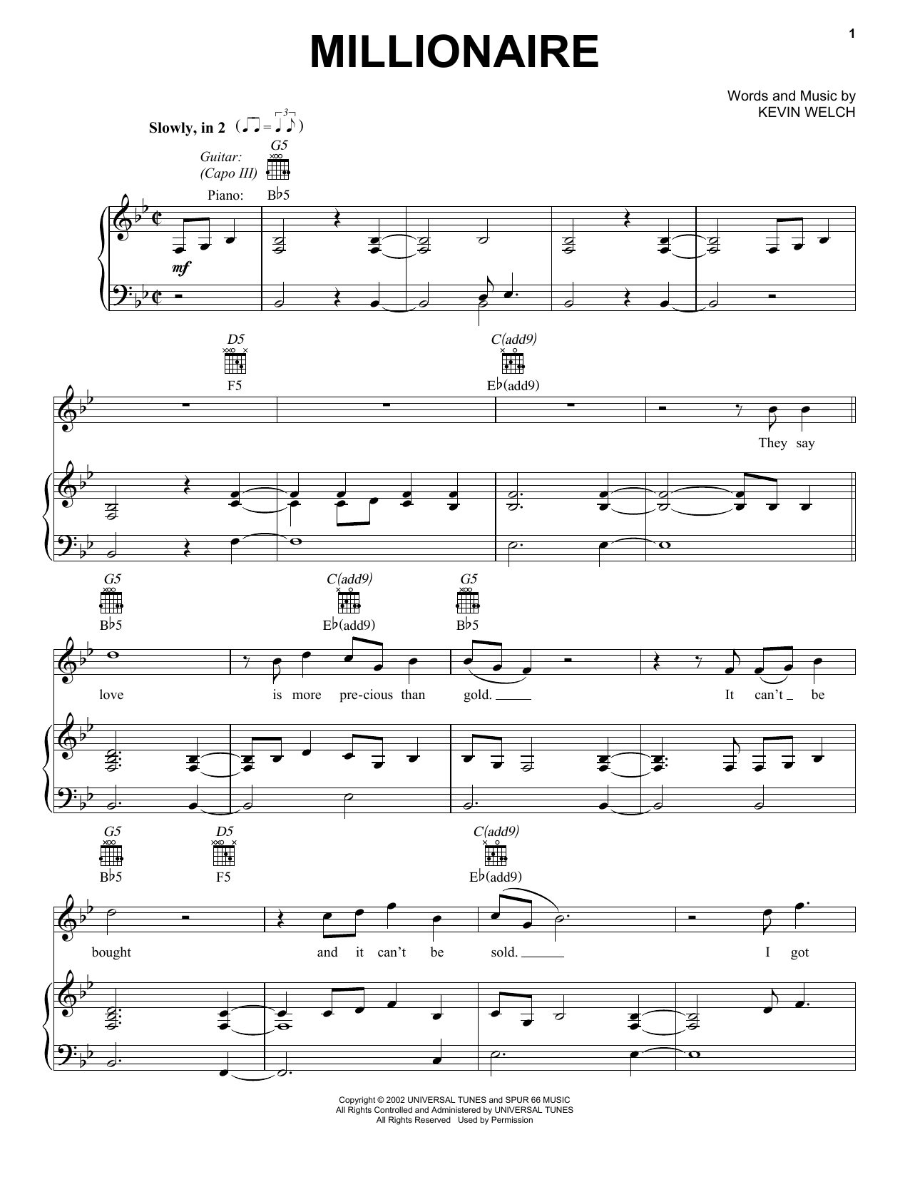 Chris Stapleton Millionaire sheet music notes and chords arranged for Piano, Vocal & Guitar Chords (Right-Hand Melody)