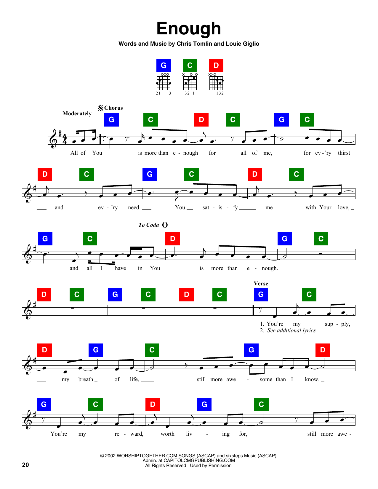 Chris Tomlin & Louie Giglio Enough sheet music notes and chords arranged for ChordBuddy