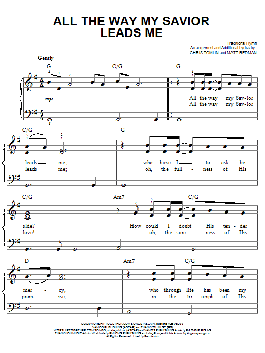 Chris Tomlin All The Way My Savior Leads Me sheet music notes and chords arranged for Piano, Vocal & Guitar Chords (Right-Hand Melody)
