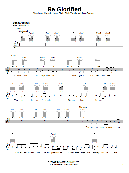 Chris Tomlin Be Glorified sheet music notes and chords arranged for Easy Guitar
