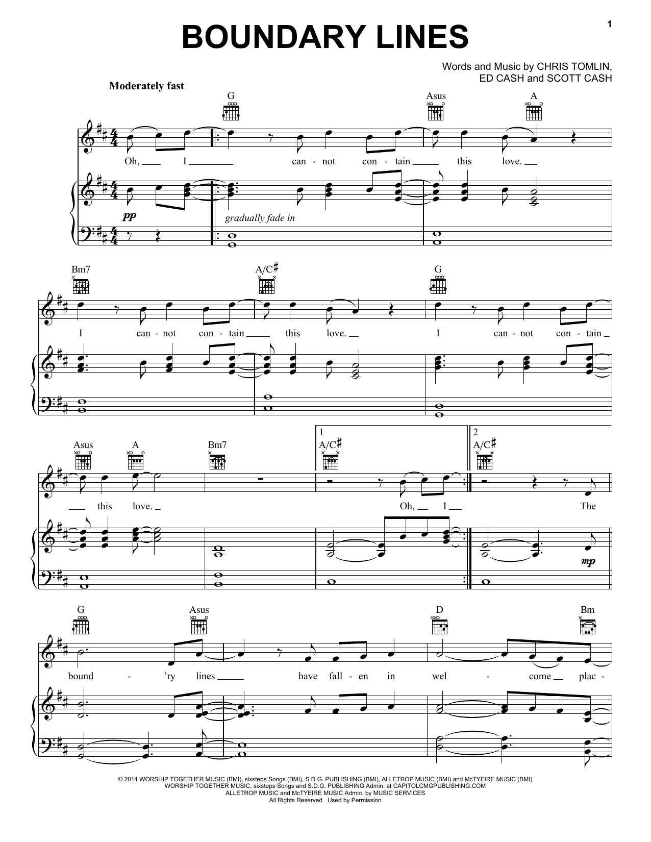 Chris Tomlin Boundary Lines sheet music notes and chords arranged for Piano, Vocal & Guitar Chords (Right-Hand Melody)