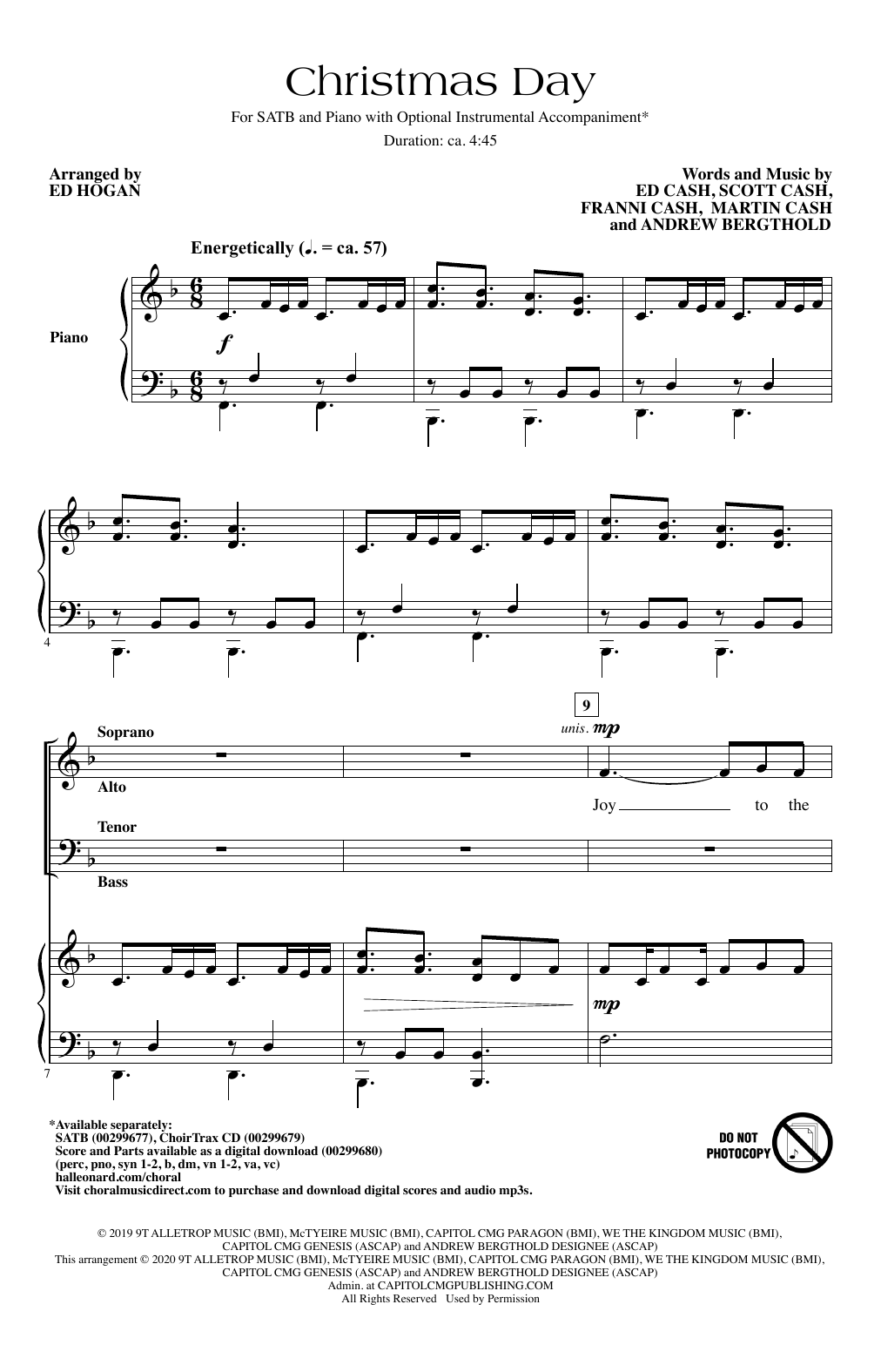 Chris Tomlin Christmas Day (arr. Ed Hogan) sheet music notes and chords arranged for SATB Choir