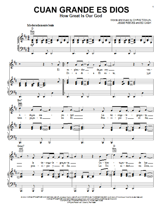 Chris Tomlin How Great Is Our God sheet music notes and chords arranged for Piano, Vocal & Guitar Chords (Right-Hand Melody)