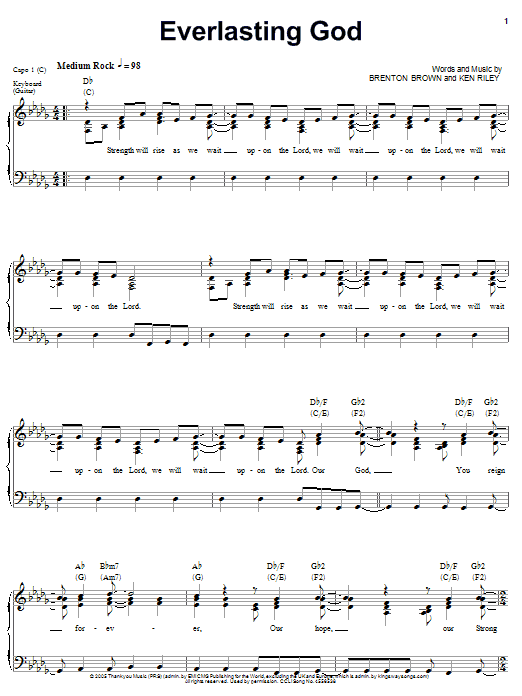 Chris Tomlin Everlasting God sheet music notes and chords arranged for Piano, Vocal & Guitar Chords (Right-Hand Melody)