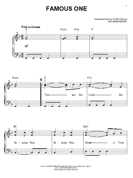 Chris Tomlin Famous One sheet music notes and chords arranged for Guitar Chords/Lyrics