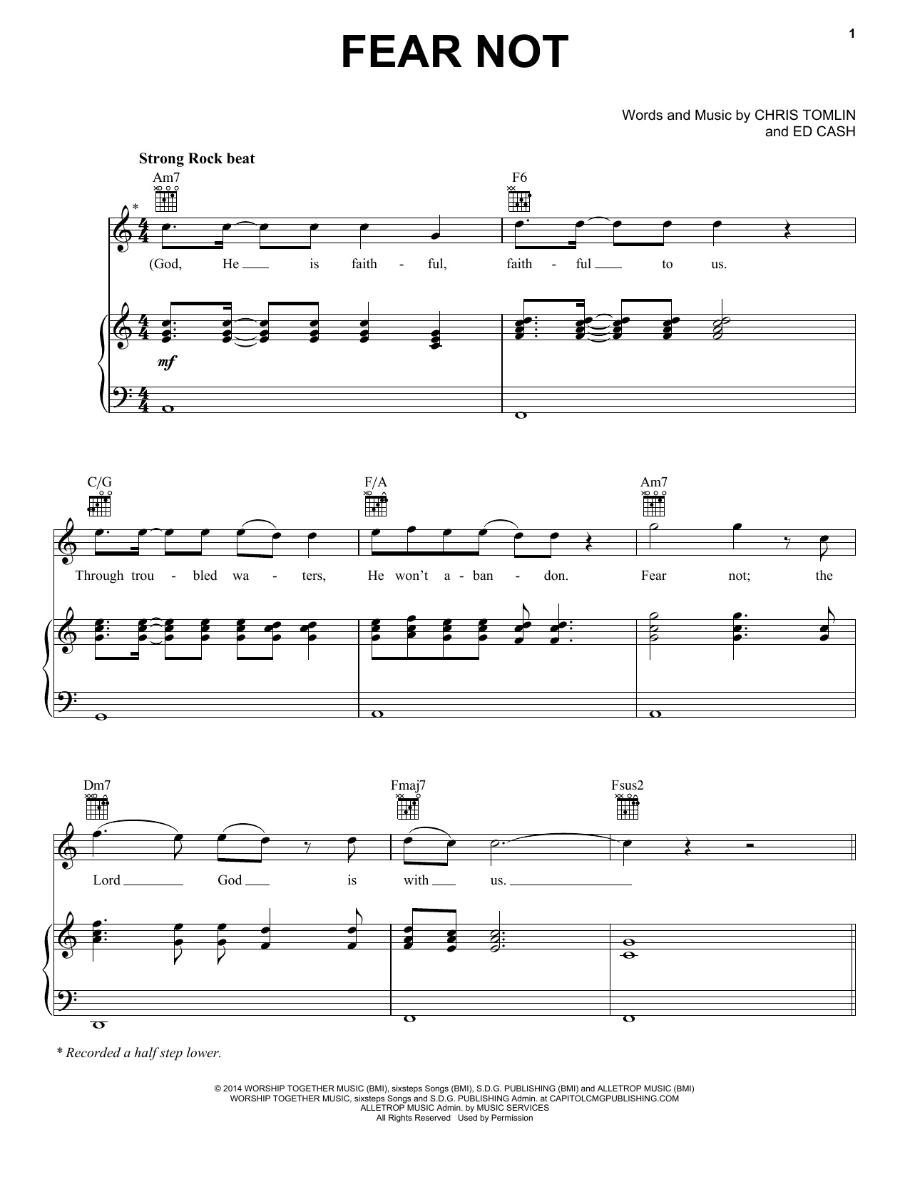 Chris Tomlin Fear Not sheet music notes and chords arranged for Piano, Vocal & Guitar Chords (Right-Hand Melody)