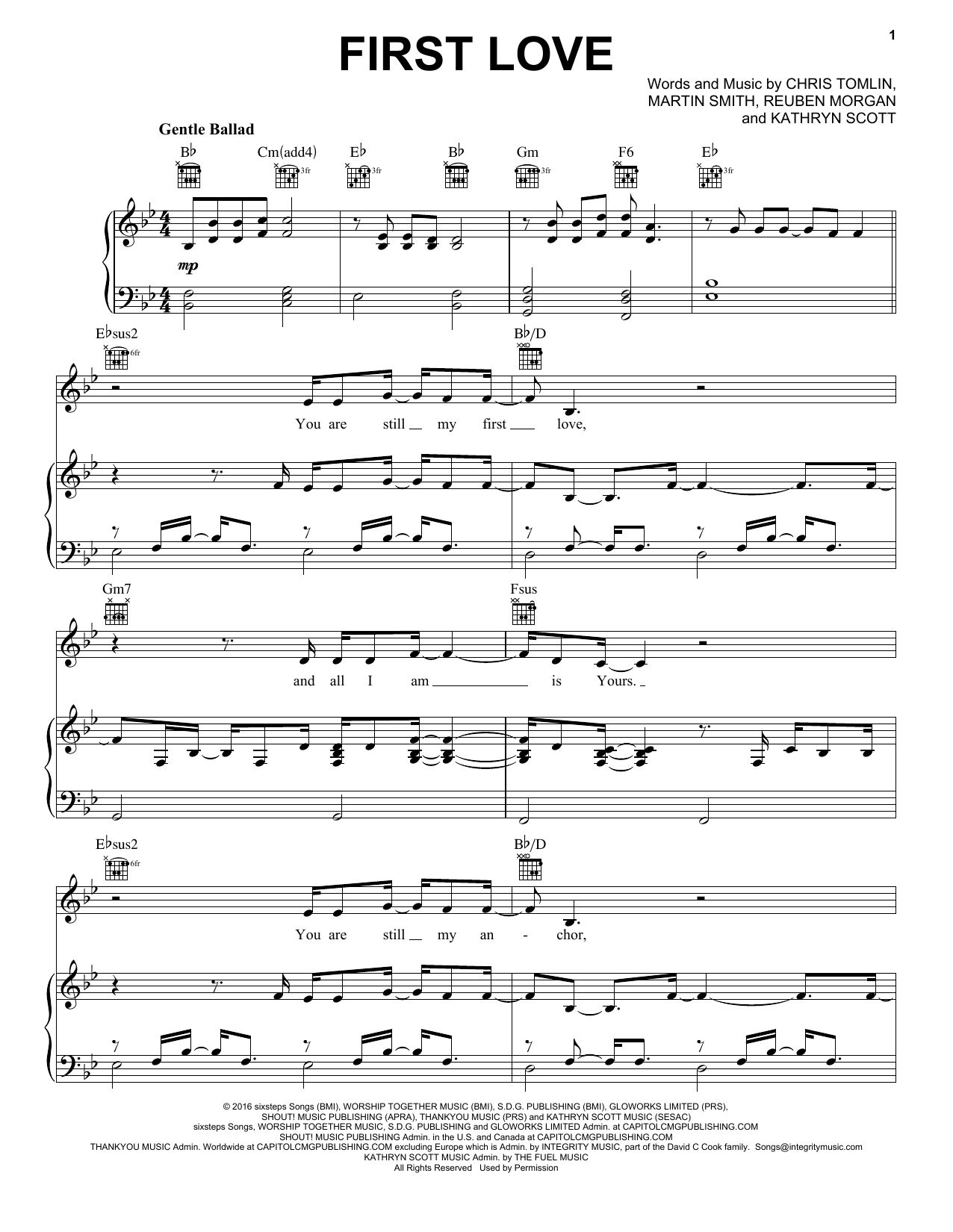 Chris Tomlin feat. Kim Walker-Smith First Love sheet music notes and chords arranged for Piano, Vocal & Guitar Chords (Right-Hand Melody)