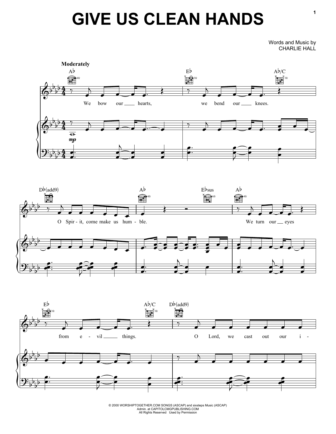 Chris Tomlin Give Us Clean Hands sheet music notes and chords arranged for Easy Guitar