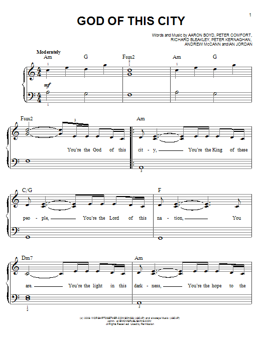 Chris Tomlin God Of This City sheet music notes and chords arranged for Lead Sheet / Fake Book