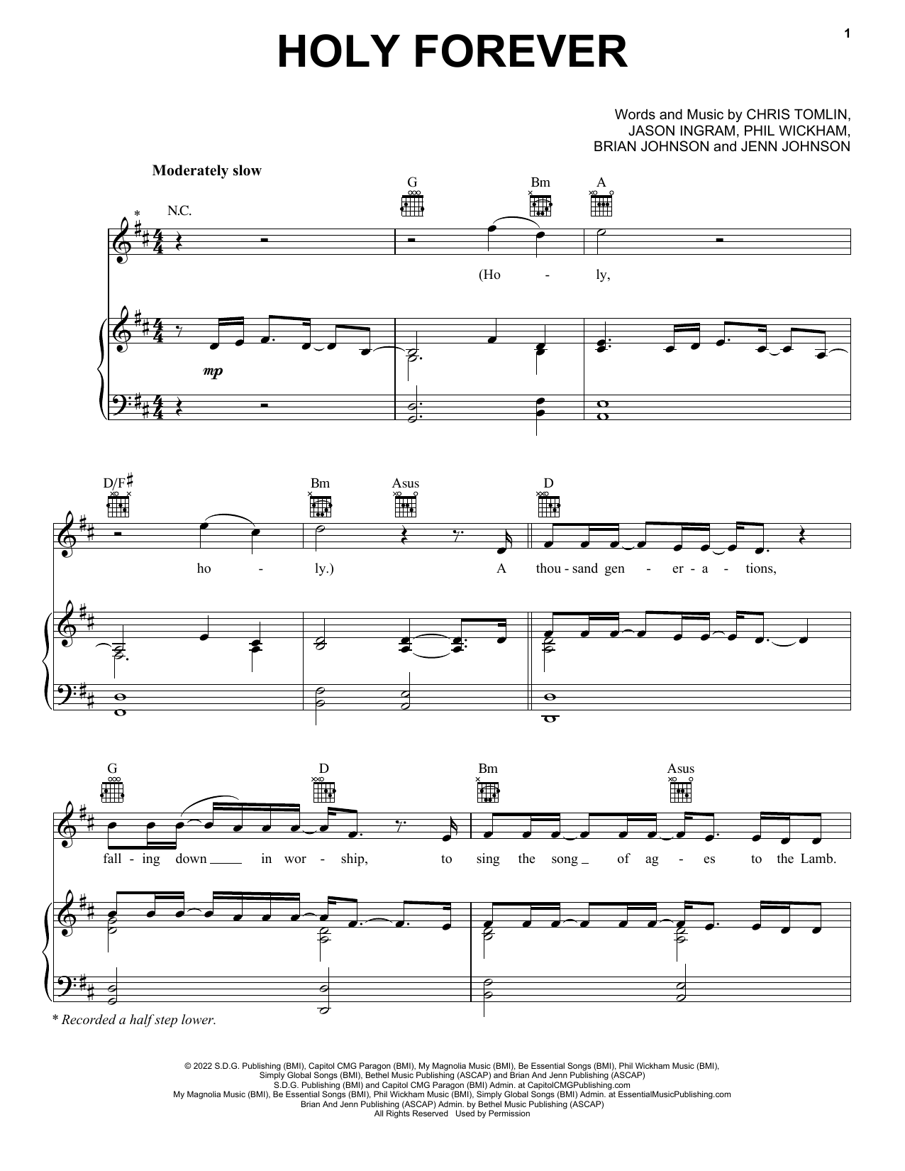 Chris Tomlin Holy Forever sheet music notes and chords arranged for Piano, Vocal & Guitar Chords (Right-Hand Melody)