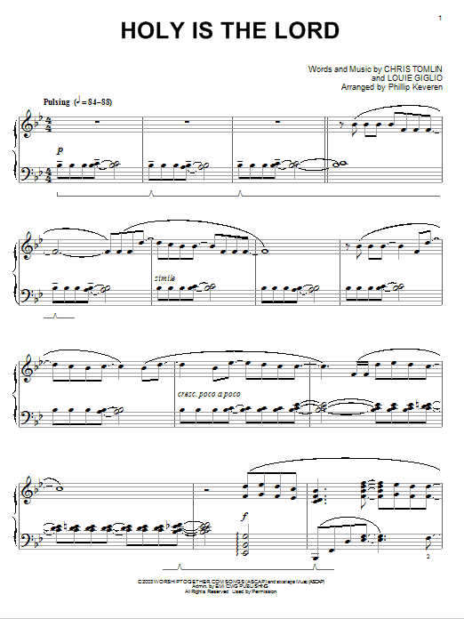 Chris Tomlin Holy Is The Lord [Jazz version] (arr. Phillip Keveren) sheet music notes and chords arranged for Piano Solo