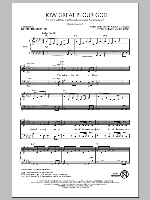 Chris Tomlin How Great Is Our God (arr. Keith Christopher) sheet music notes and chords arranged for SATB Choir