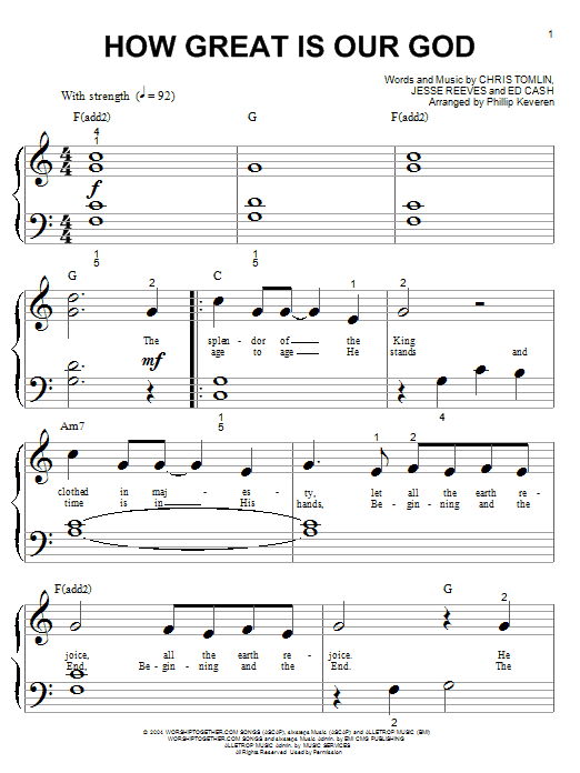 Chris Tomlin How Great Is Our God (arr. Phillip Keveren) sheet music notes and chords arranged for Piano Solo