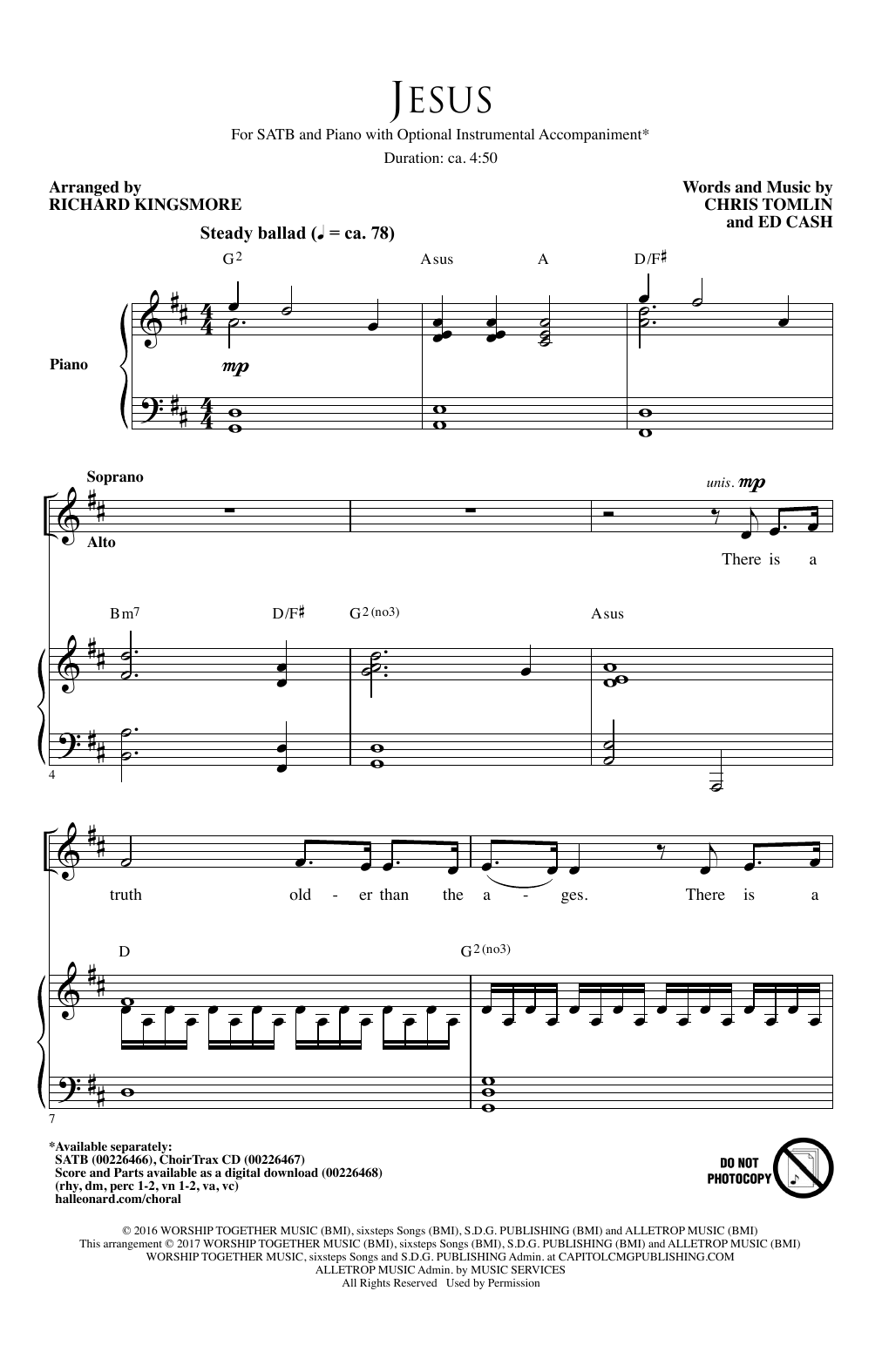 Chris Tomlin Jesus (arr. Richard Kingsmore) sheet music notes and chords arranged for SATB Choir