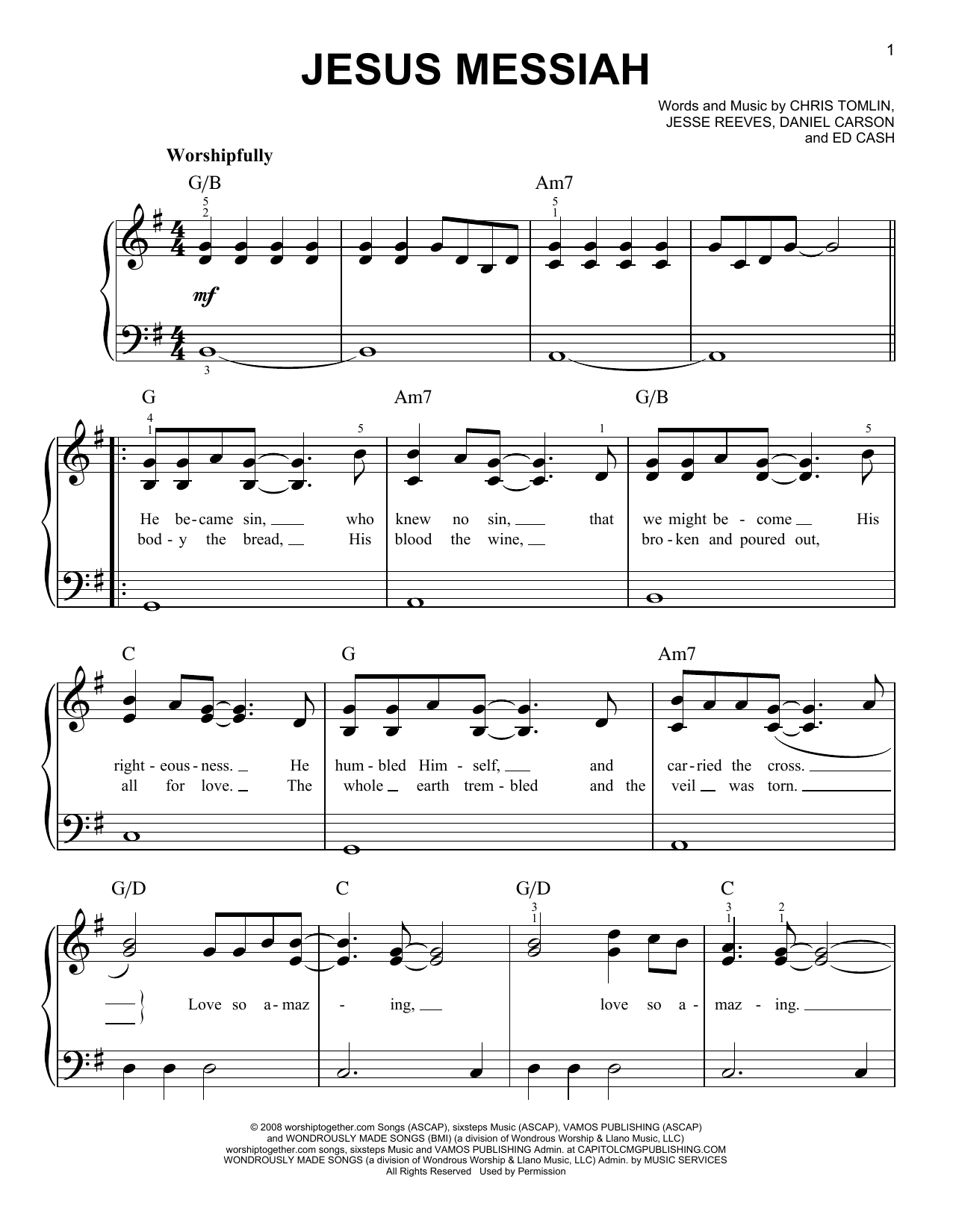 Chris Tomlin Jesus Messiah sheet music notes and chords arranged for Piano Solo