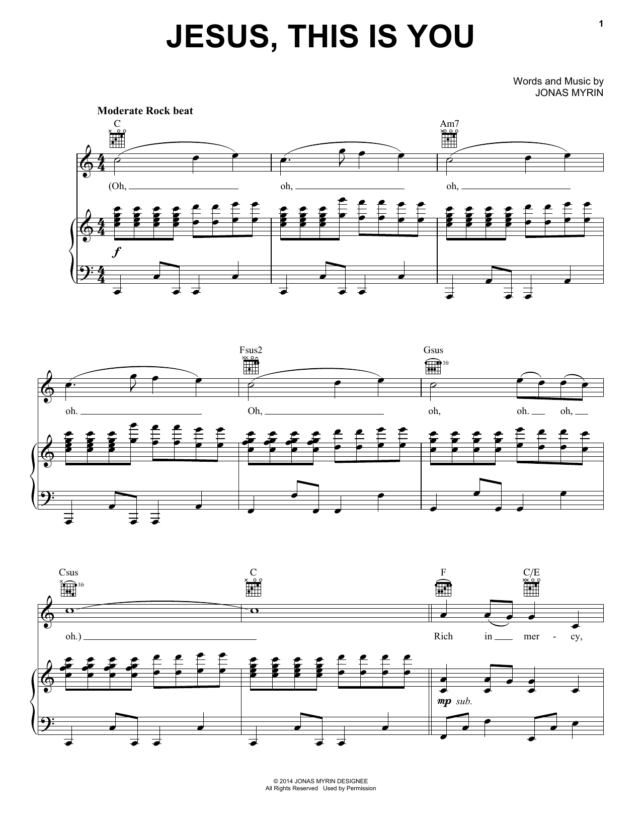 Chris Tomlin Jesus, This Is You sheet music notes and chords arranged for Piano, Vocal & Guitar Chords (Right-Hand Melody)