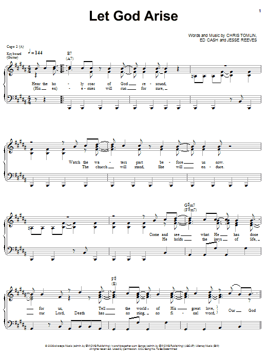 Chris Tomlin Let God Arise sheet music notes and chords arranged for Piano, Vocal & Guitar Chords (Right-Hand Melody)