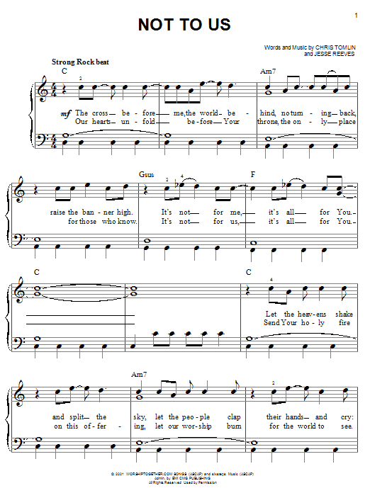 Chris Tomlin Not To Us sheet music notes and chords arranged for Easy Guitar Tab