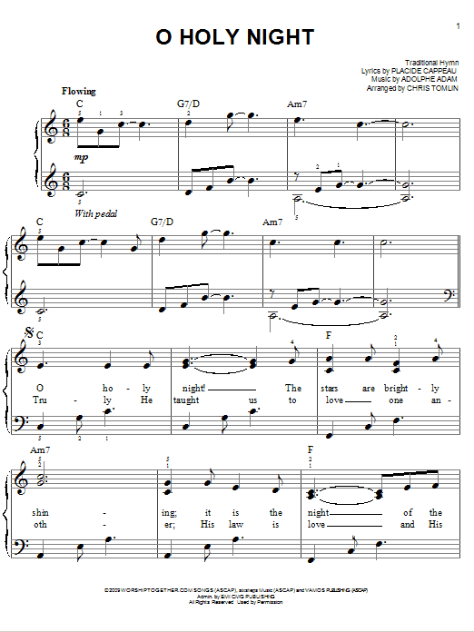 Chris Tomlin O Holy Night sheet music notes and chords arranged for Easy Piano