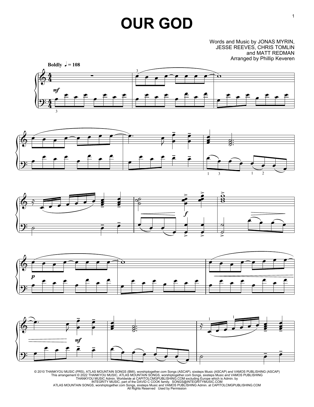 Chris Tomlin Our God [Classical version] (arr. Phillip Keveren) sheet music notes and chords arranged for Piano Solo