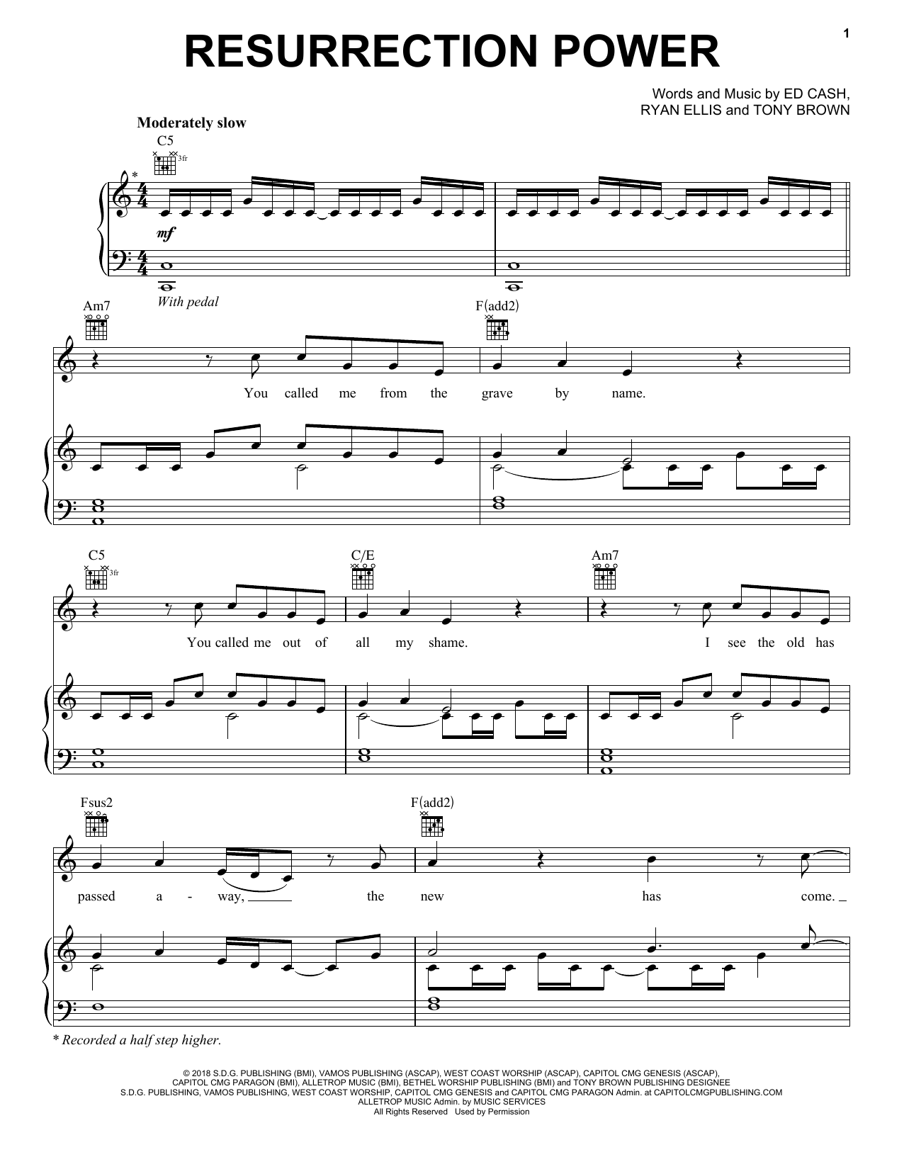 Chris Tomlin Resurrection Power sheet music notes and chords arranged for Piano Solo