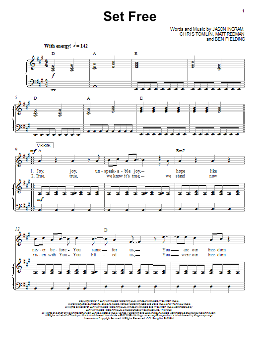 Chris Tomlin Set Free sheet music notes and chords arranged for Piano, Vocal & Guitar Chords (Right-Hand Melody)
