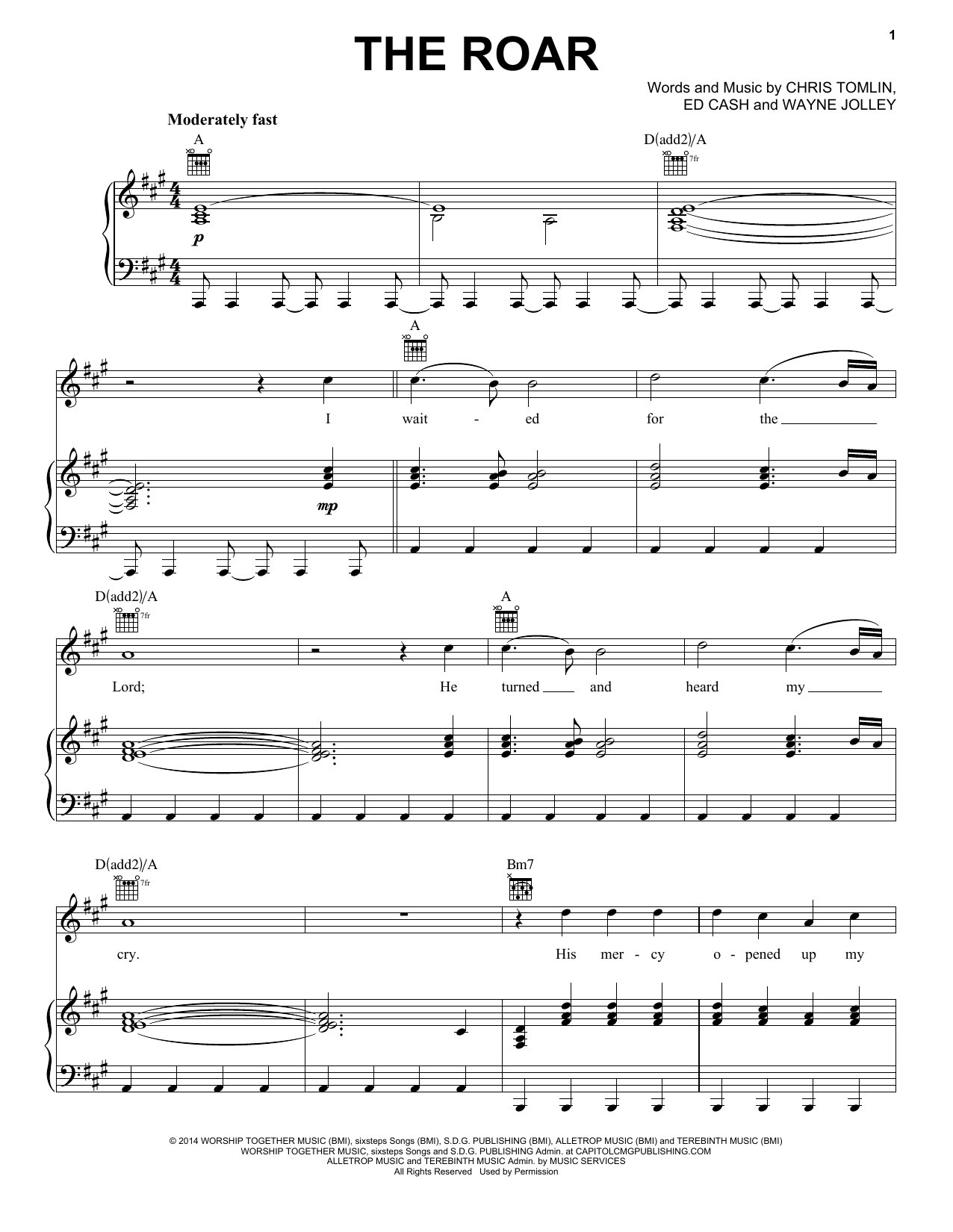 Chris Tomlin The Roar sheet music notes and chords arranged for Piano, Vocal & Guitar Chords (Right-Hand Melody)
