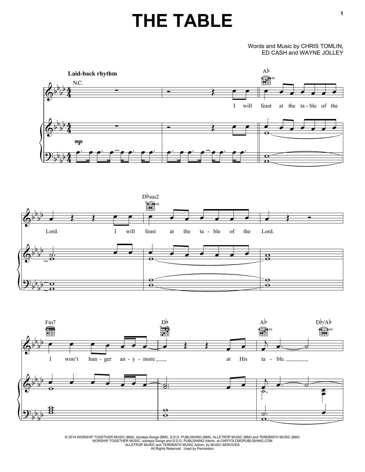 Chris Tomlin The Table sheet music notes and chords arranged for Piano, Vocal & Guitar Chords (Right-Hand Melody)