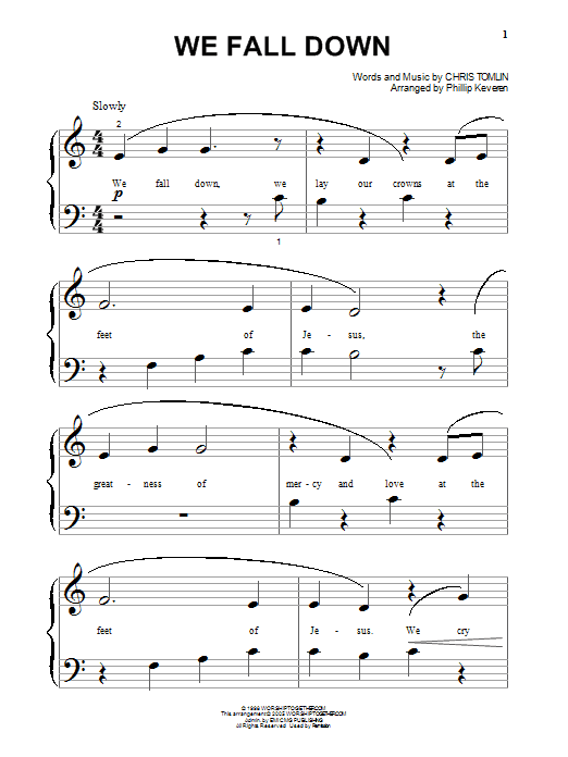 Chris Tomlin We Fall Down (arr. Phillip Keveren) sheet music notes and chords arranged for Piano Duet