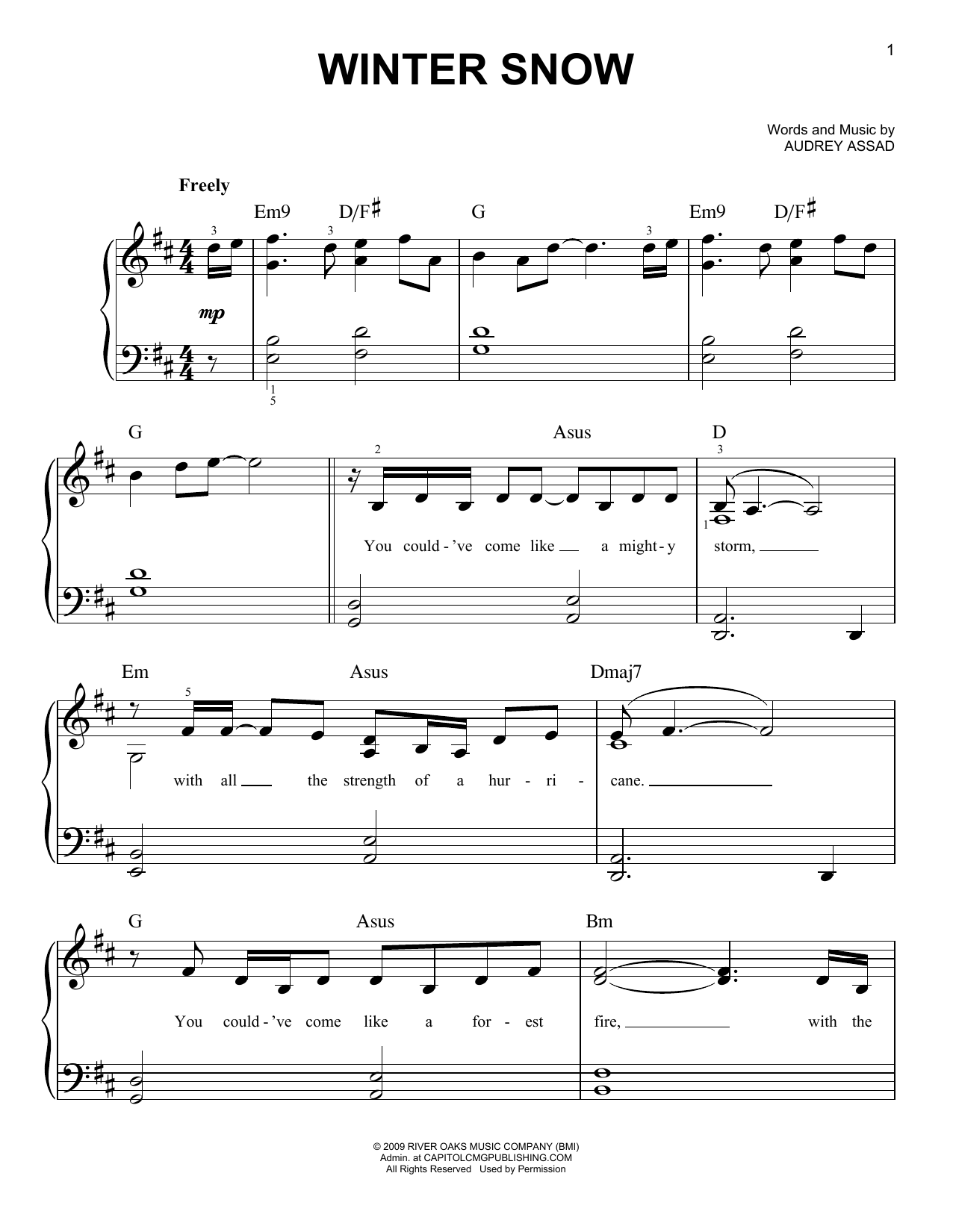 Chris Tomlin Winter Snow sheet music notes and chords arranged for Piano, Vocal & Guitar Chords (Right-Hand Melody)