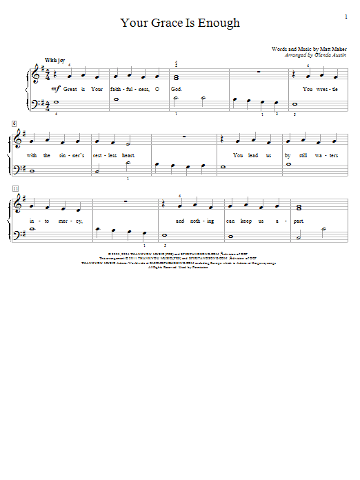 Chris Tomlin Your Grace Is Enough (arr. Glenda Austin) sheet music notes and chords arranged for Educational Piano