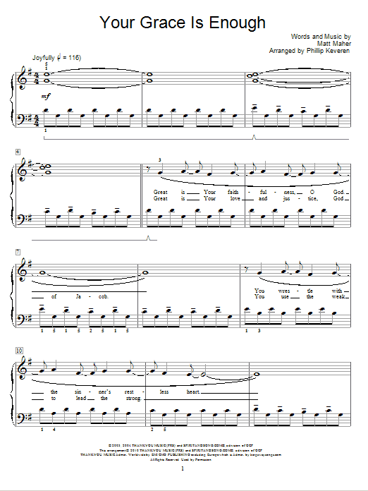 Chris Tomlin Your Grace Is Enough (arr. Phillip Keveren) sheet music notes and chords arranged for Educational Piano