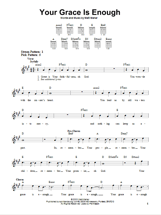 Chris Tomlin Your Grace Is Enough sheet music notes and chords arranged for Flute Solo
