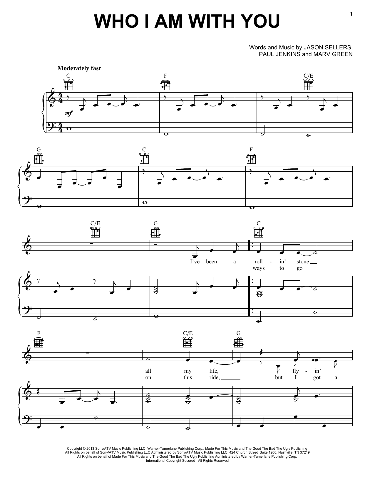 Chris Young Who I Am With You sheet music notes and chords arranged for Piano, Vocal & Guitar Chords (Right-Hand Melody)