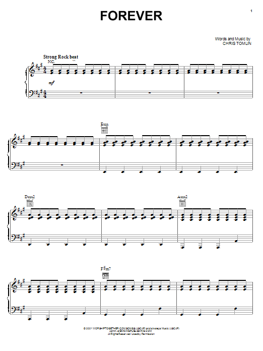Chris Tomlin Forever sheet music notes and chords. Download Printable PDF.