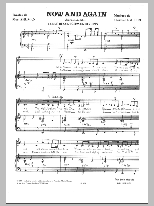 Christian Gaubert Now And Again sheet music notes and chords arranged for Piano & Vocal