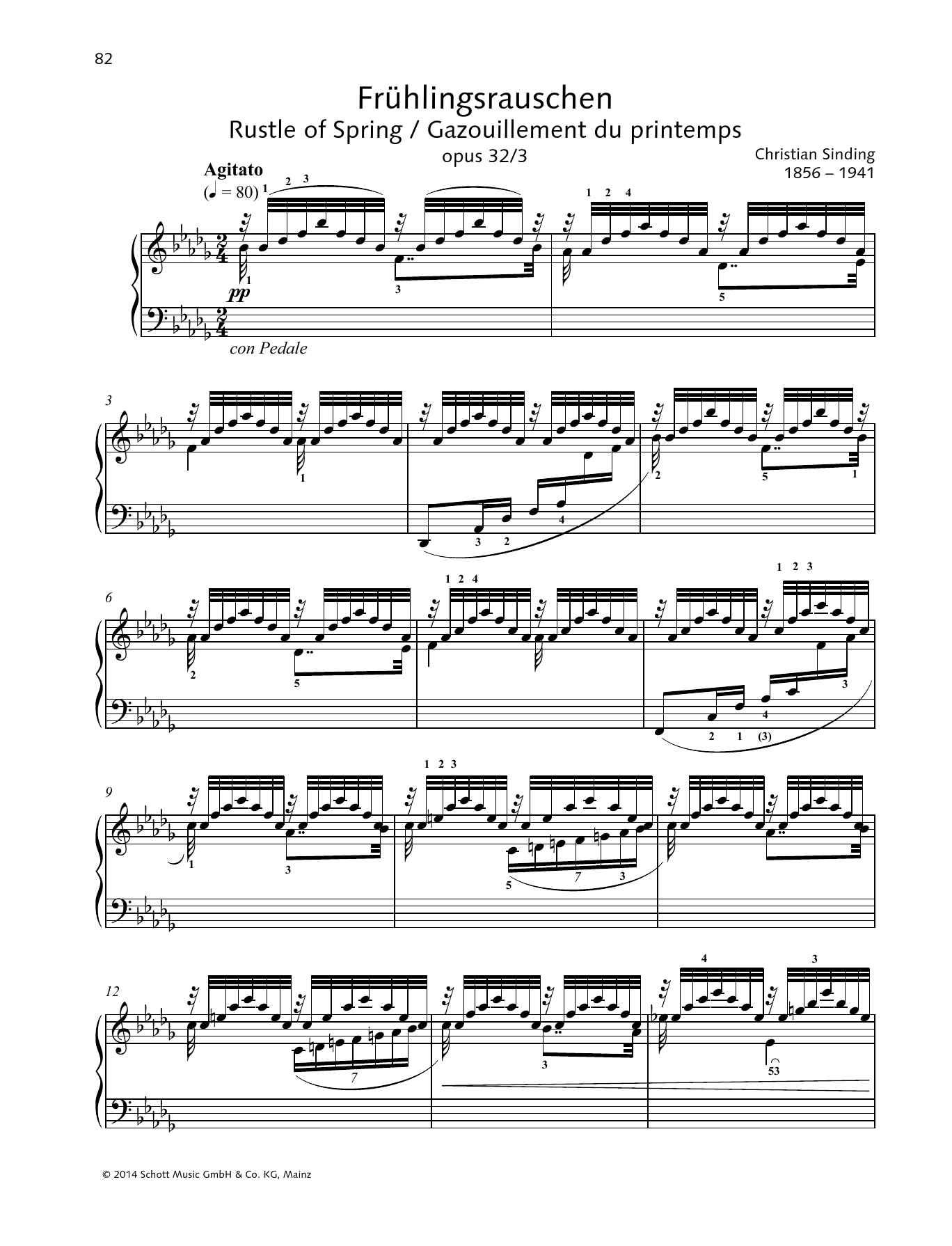 Christian Sinding Rustle of Spring sheet music notes and chords arranged for Piano Solo