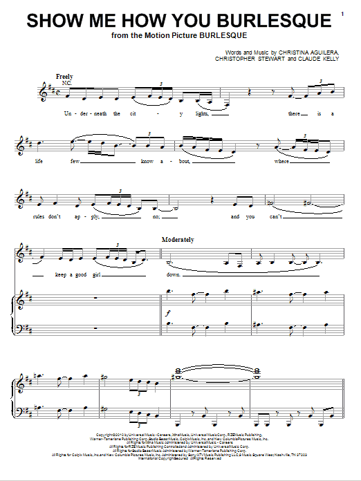 Christina Aguilera Show Me How You Burlesque sheet music notes and chords arranged for Piano, Vocal & Guitar Chords (Right-Hand Melody)