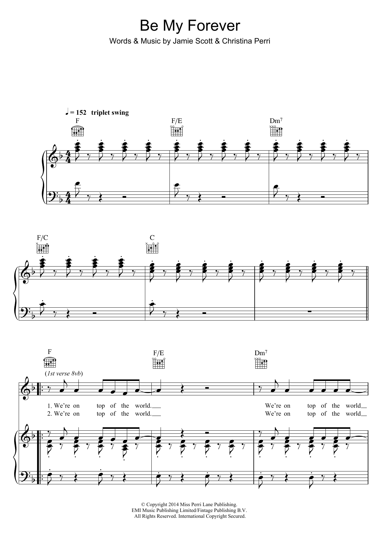 Christina Perri Be My Forever (feat. Ed Sheeran) sheet music notes and chords arranged for Piano, Vocal & Guitar Chords