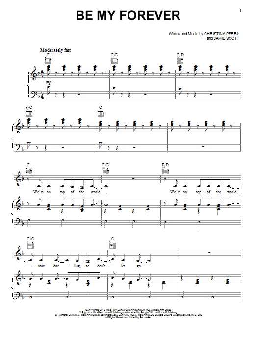 Christina Perri Be My Forever sheet music notes and chords arranged for Piano, Vocal & Guitar Chords (Right-Hand Melody)