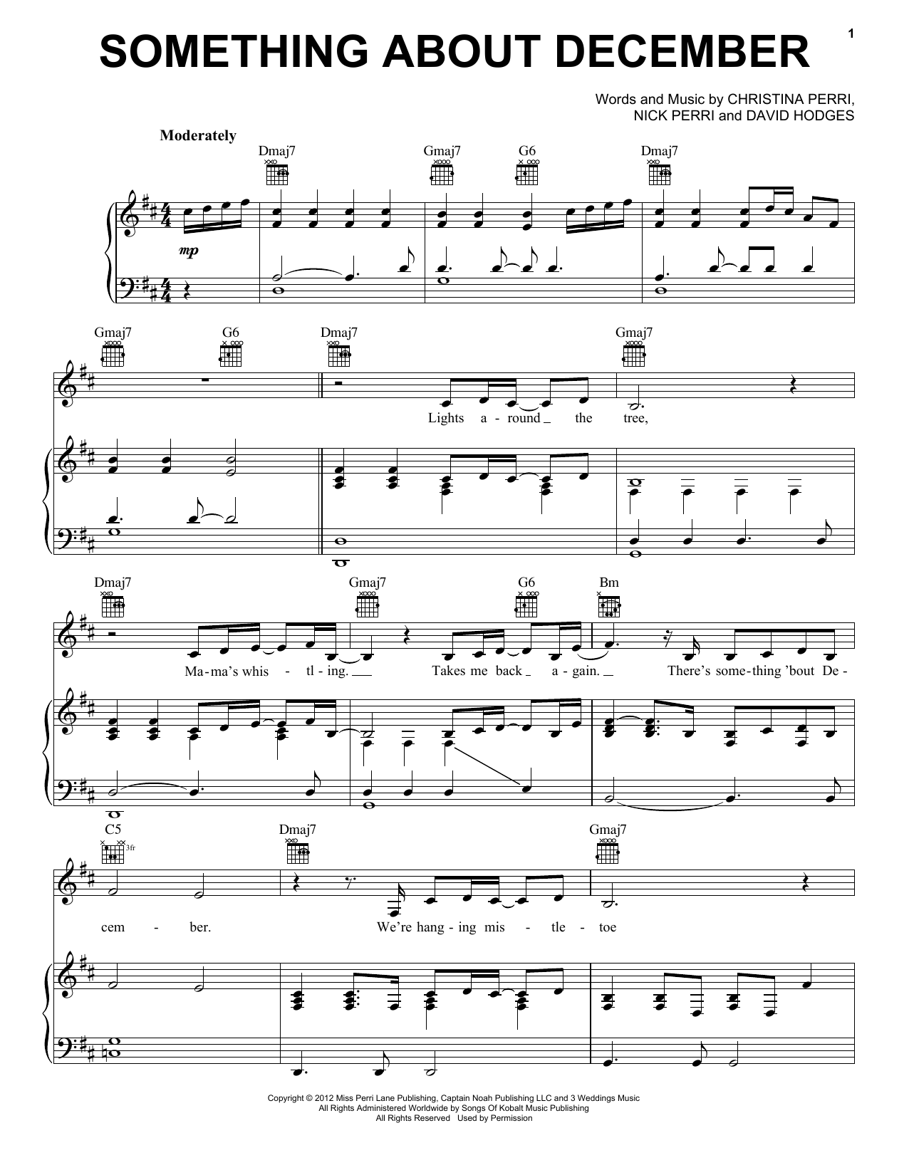 Christina Perri Something About December sheet music notes and chords arranged for Piano, Vocal & Guitar Chords (Right-Hand Melody)